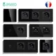 BSEED 1/2/3Gang Touch Wall Switch with Type-C USB French Sockets 1Way Led Sensor Switches Glass