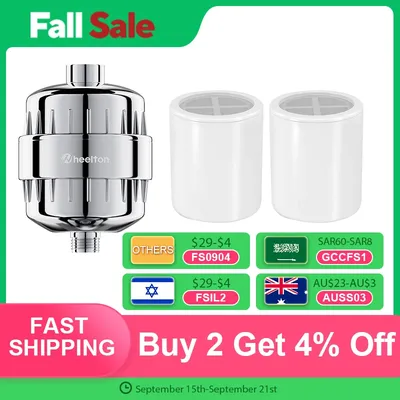 Wheelton Water Filter Purifier KDF+Calcium Sulfite Shower Bathing Softener Chlorine Removal Attach 2 Extra Filters