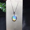 Natural Opal Necklace Australian mining area color changing and colorful 925 silver