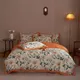 Svetanya Orange Pastoral Flowers Leaves Nordic Egyptian Cotton Bedding Set Bedlinen Queen King Size