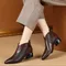 Retro leather boots womens formale autumn office shoes 2021 trendy ladies low heels woman ankle