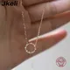 Jkeli -100% S925 Sterling Silver Plated 18K Gold Necklace with Full Diamond Circle Style Japanese