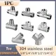 304 Stainless Steel Male Female Thread Tee Connector BSPT Pipe Connector Fitting 1/4" 3/8" 1/2" 3/4"