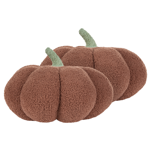 Set aus 2 Kürbis-Kissen Braun Bouclé ⌀ 35 cm Wurfkissen Halloween Dekoration Plüschfigur