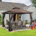 12 Ft. X 10 Ft. Soft Double Roof Patio Gazebo With Mosquito Net