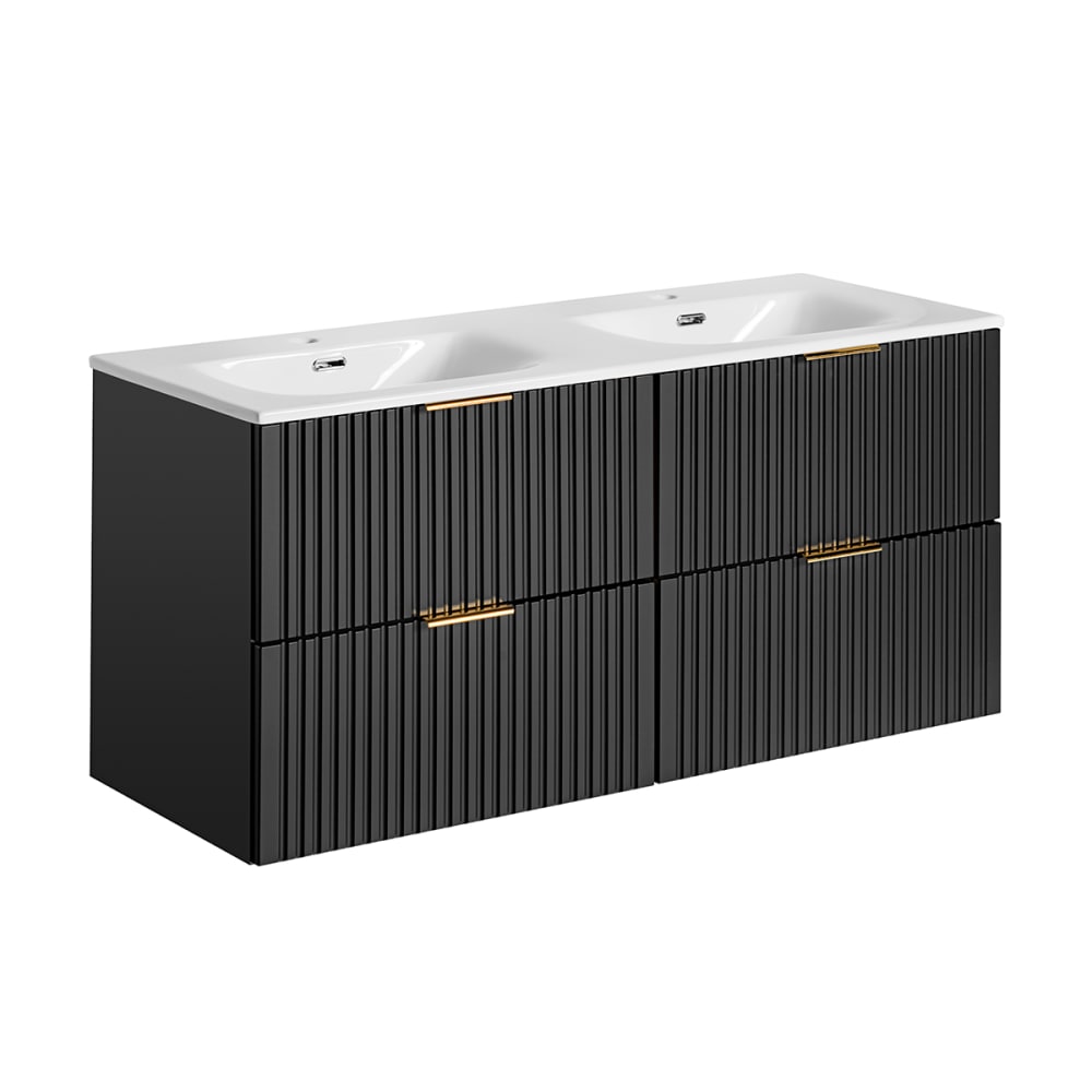 Meuble double vasque encastrée stratifiés noir mat