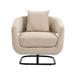 Upholstered Tufted Living Room Chair Textured Linen Fabric Accent Chair with Metal Stand