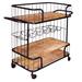 Semi-enclosed Bar Cart Industrial Kitchen Coffee Serving Cart, Grid Guard Rail Rolling Drink Cart w/ 2 Side Handles Wine Cabinet