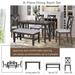 Espresso 6-Piece Wood Foldable Dining Table Set with 4 Chairs & Bench