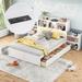 Full Size Storage Platform Bed with Pull Out Shelves and Twin Size Trundle, Wood Platform Bed with Drawers and USB Port