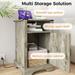 Nightstands with Charging Station Cabinet and Open Storage Shelf for Bedroom Wood Door Bedside Table Sideboard Cabinet