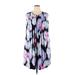 Calvin Klein Casual Dress - A-Line Crew Neck Sleeveless: Purple Print Dresses - Women's Size 2X