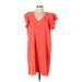 Mud Pie Casual Dress - Mini V Neck Short sleeves: Pink Solid Dresses - Women's Size Large