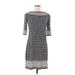 Max Studio Casual Dress - Sheath Crew Neck 3/4 sleeves: Gray Dresses - Women's Size Medium