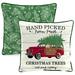 Jordan Manufacturing 16 x 16 Christmas Trees Car Cream Novelty and Green Leaves Reversible Square Outdoor Throw Pillow with Welt (2 Pack)