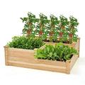 3-Tier Raised Garden Bed Outdoor Elevated Planter Box For Vegetable Herb Flower Fir Wood Planter Kit With Open-Ended Base Gardening Planter For Garden Yard Lawn Backyard Natural