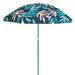 3053261VMI Outdoor Adjustable Height Push Button Tilt Umbrella With Carrying Bag For The Beach Or Picnics Coral Leaf Print