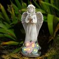 Angel Statues for Garden Solar Garden Figurines with LED Lights Resin Garden Statues Garden Decor for Outside Patio Lawn Ornament Housewarming Garden Gift