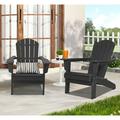 FHFO Adirondack Chairs set of 2 Patio Outdoor Chairs Fire Pit Chairs Plastic Resin Deck Chair Weather Resistant Lounge Chair ï¼ˆBlack)