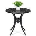 30 Inch Outdoor Furniture Round Patio Table with Umbrella Hole Patio Furniture Applicable to Patio Backyard Cast Aluminum Round Outdoor Table Black