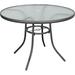 Sienna Metal Round Patio Glass Top Table 40 (Gray)