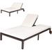 2-Person Patio Lounge Chair Outdoor Rattan Double Wicker Daybed Chaise with Adjustable Backrest Wheels & Cushion Loveseat Sofa for Garden Lawn Backyard (Cream)