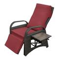 Outdoor Recliner Chair PE Wicker Adjustable Reclining Lounge Chair with Removable Soft Cushion Modern Ergonomic Armchair for Home Sunbathing or Relaxation Red 1