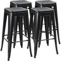 30 Inches Metal Bar Stools High Backless Stools Bar Height Stools Patio Furniture Indoor/Outdoor Stackable Kitchen Stools Dining Chair Set of 4