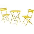 Premium Steel Patio Bistro Set Folding Outdoor Patio Furniture Sets 3 Piece Patio Set of Foldable Patio Table and Chairs Yellow