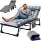Folding Lounge Chairs Outdoor Adjustable Sleeping Cot Chair Portable Folding Bed Cot Chaise Lounge Chairs for Outside Beach Lawn Camping Pool Sun Tanning