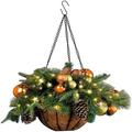 Christmas Outdoor Hanging Planters Basket for Plants Chain Round Wire Plant Holder with Coco Fiber Liners for Garden Patio Deck Porch Front Door Home