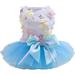 Dog Dress Puppy Skirt Dog Princess Dresses Tutu Flower and Sequin Dot Wedding Lace Dress Luxury Bow Dog Dresses for Small Dogs Girl Cat (L Blue)