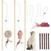 3 PCS Cat Wand Toys 16 Inch Natural Wooden Cat Teaser Wand Toys with 5 PCS Silvervine Sticks for Cat Interactive Cat Feather Wand Toy for Indoor Cats Elastic String Cat Pole Toy with Bell Feather