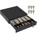 Volcora Cash Register Drawer for Point of Sale (POS) System 5 Bill/7 Coin 16 with Adjustable Coin Slots 24V RJ11/RJ12 Key-Lock Media Slot Black