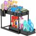 HBlife Under Sink Organizer and Storage 2 Tier Pull-out Under Cabinet Organizer with Hooks and Hanging Cup Multi-Purpose Under Sink Shelves with Sliding Drawer for Kitchen and Bathroom