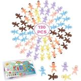 Zalmoxe Mini Plastic Babies 120 Pcs Tiny Baby Figurines Small King Cake Babies Bulk for Ice Cube Game Baby Shower Party Favors Decorations Dolls 1 Inch Little Babies(6 Colors)