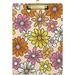 Hyjoy 12x9in Flowers Daisy Clipboards Standard A4 Letter Size Nursing Clipboard with Low Profile Metal Clip Decorative Clip Board for Office Supplies Silver