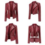 Tejiojio Clearance Jackets Women s Slim Leather Stand Collar Zip Motorcycle Suit Belt Coat Jacket Tops