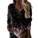 Ydkzymd Elbow Sleeve Women Blouses For Work Casual Funny Elbow Compression Sleeve Oversized V Neck Comfy Tunics Tie Dye Color Block Graphic Tops Flowers Cute Floral Print Plus Size Blouses Hot Pink L