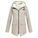 snowsong Women Outdoor Loose Solid Plus Size Thick Warm Hooded Raincoat Windproof Winter Outdoor Women s Coat Womens Coats Womens Winter Coats Rain Jacket Women Winter Jackets for Women Beige L