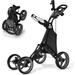 Golf Push Pull Cart Lightweight Aluminum Collapsible 4 Wheels Golf Push Cart Golf Trolley with Foot Brake Free Cup Holder & Umbrella Holder Height-Adjustable Handle