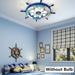 Modern Ceiling Light Kid s Room Blue Ship Rudder Shape Flush-Mount Lamp Fixture Without Bulb