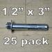 Concrete Sleeve Anchor | 1/2 x 3 | Hex Nut Head | Zinc Plated | 25 QTY