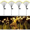 4-Pack Solar Garden Firefly Lights - Upgraded 40 LED Lights with 2 Lighting Modes for Patio Pathway Decoration and Warm White Outdoor Lighting