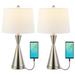 Colton 26 Classic French Country Iron LED Table Lamp with USB Charging Port Nickel (Set of 2)