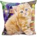 alottagifts Kittens Cat Orange Bench Lights Up Square Unique Printed Lovely Cat Pattern Throw Pillow Case Cushion Cover 18 X 18 Inches