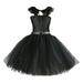 Toddler Sleeveless Girls Strap Halter Black Mesh Dress Performance Roleplay Fashion Dress 8-9T