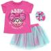 Sesame Street Abby Cadabby Toddler Girls T-Shirt Tulle Mesh Skirt and Scrunchie 3 Piece Outfit Purple / Blue 3T