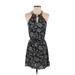 American Eagle Outfitters Casual Dress - Mini Halter Sleeveless: Black Floral Dresses - Women's Size X-Small