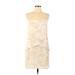 Amanda U. Casual Dress - Shift Square Sleeveless: Ivory Dresses - Women's Size Medium